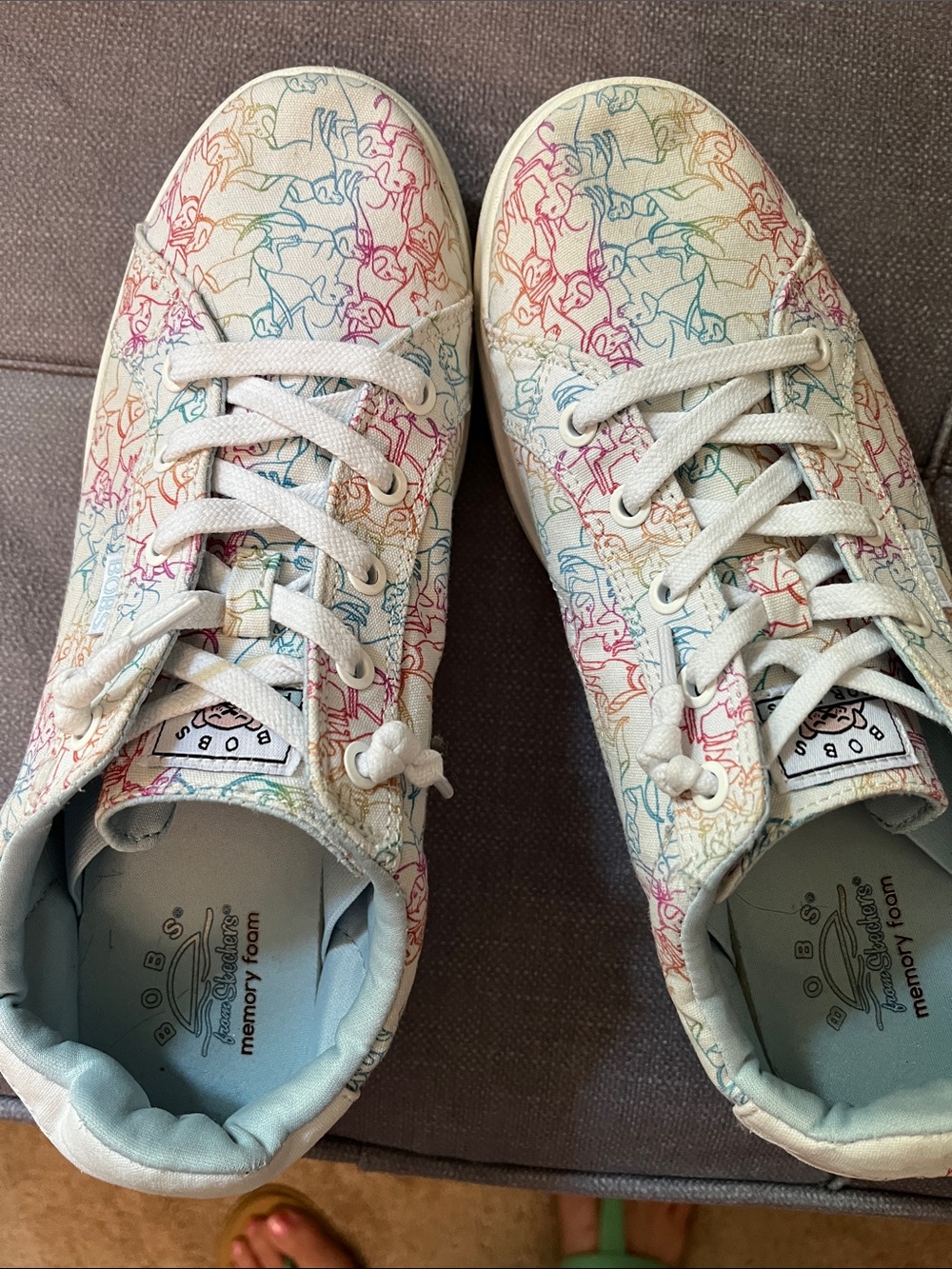 Skechers White Multicolor Dog Doodle Canvas Sneakers